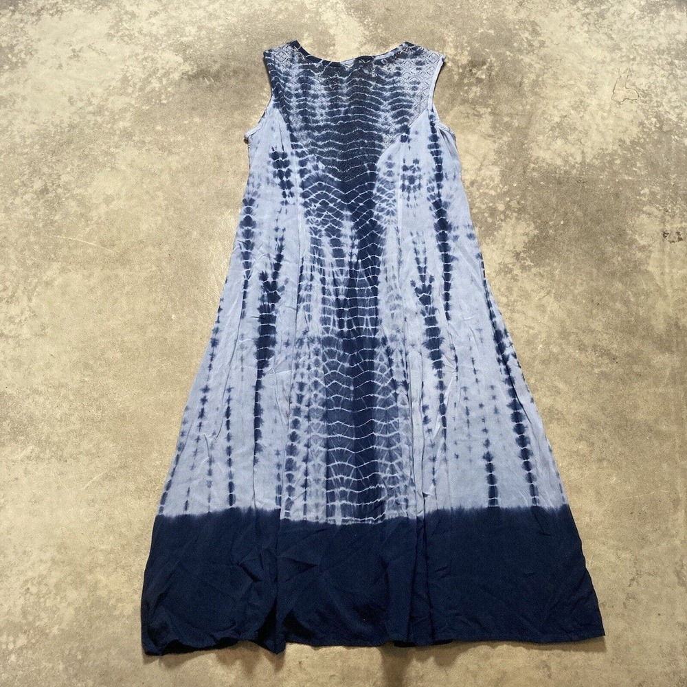 Studio West Dress Womens Size Medium Maxi Tie Dye Navy Blue Sleeveless - Picture 6 of 10